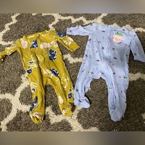 2 for $5 baby girl zip footed pajamas